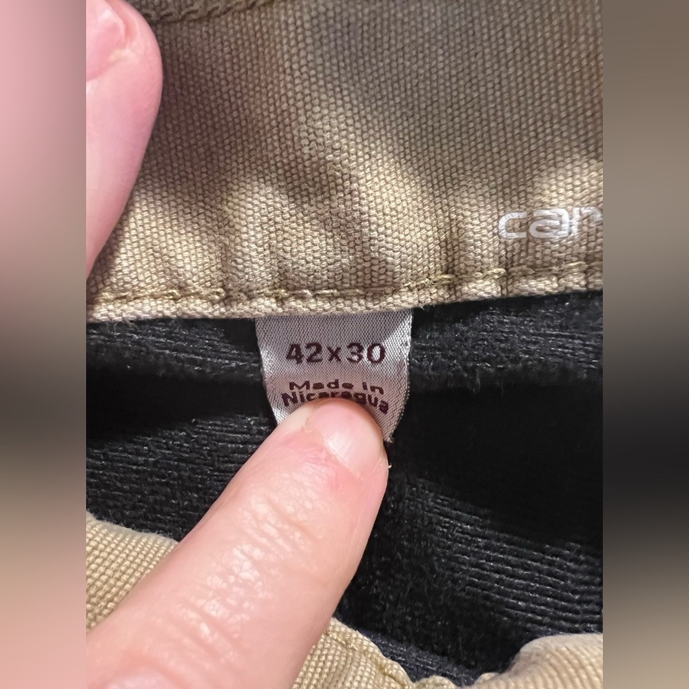 CARHARTT Pants Mens 42x30 Brown Relaxed Fit Canvas Carpenter Cargo Pants - Picture 9 of 9
